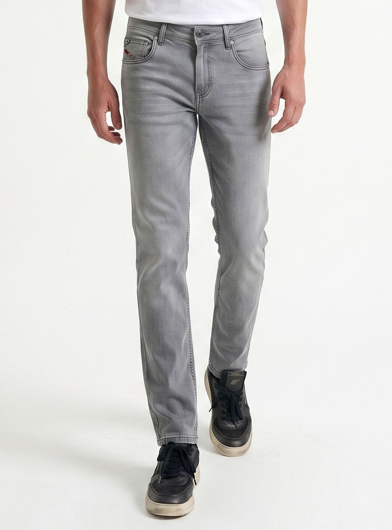 Jeans Slim Tiro Medio Light Grey