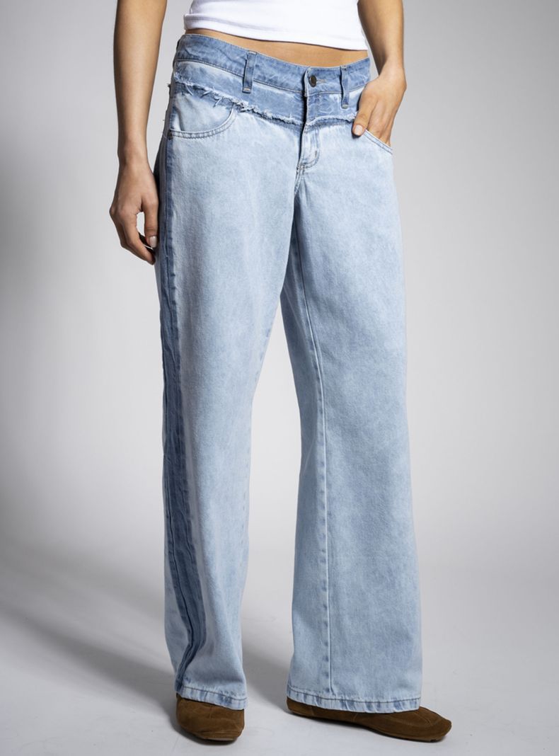 Jeans Tiro Bajo Recto Renata Celeste