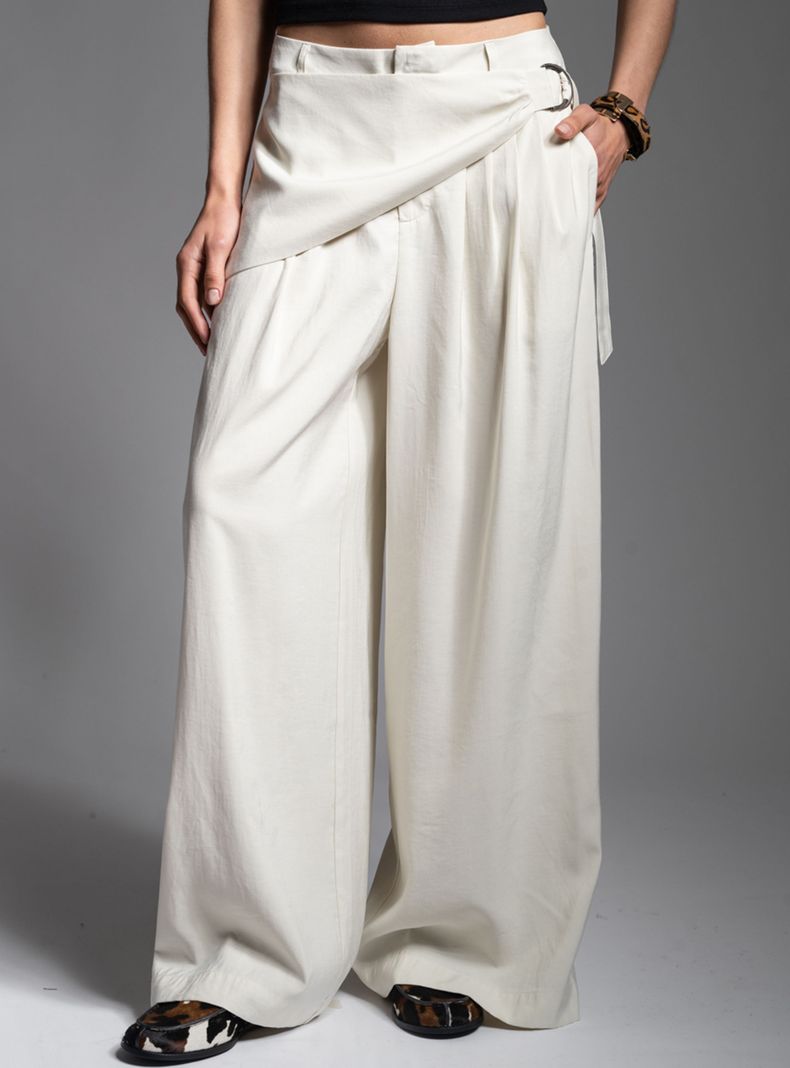 Pantalón Tiro Medio Wide Leg Noir Crudo