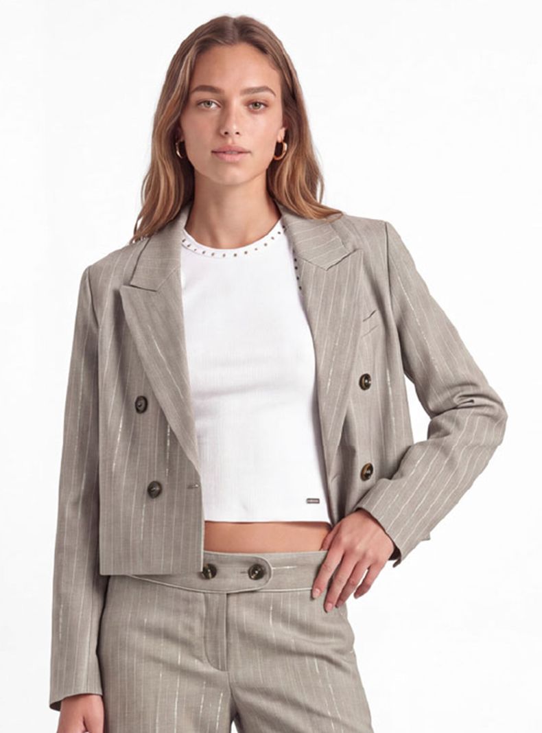 Blazer Rayas Corto Lurex