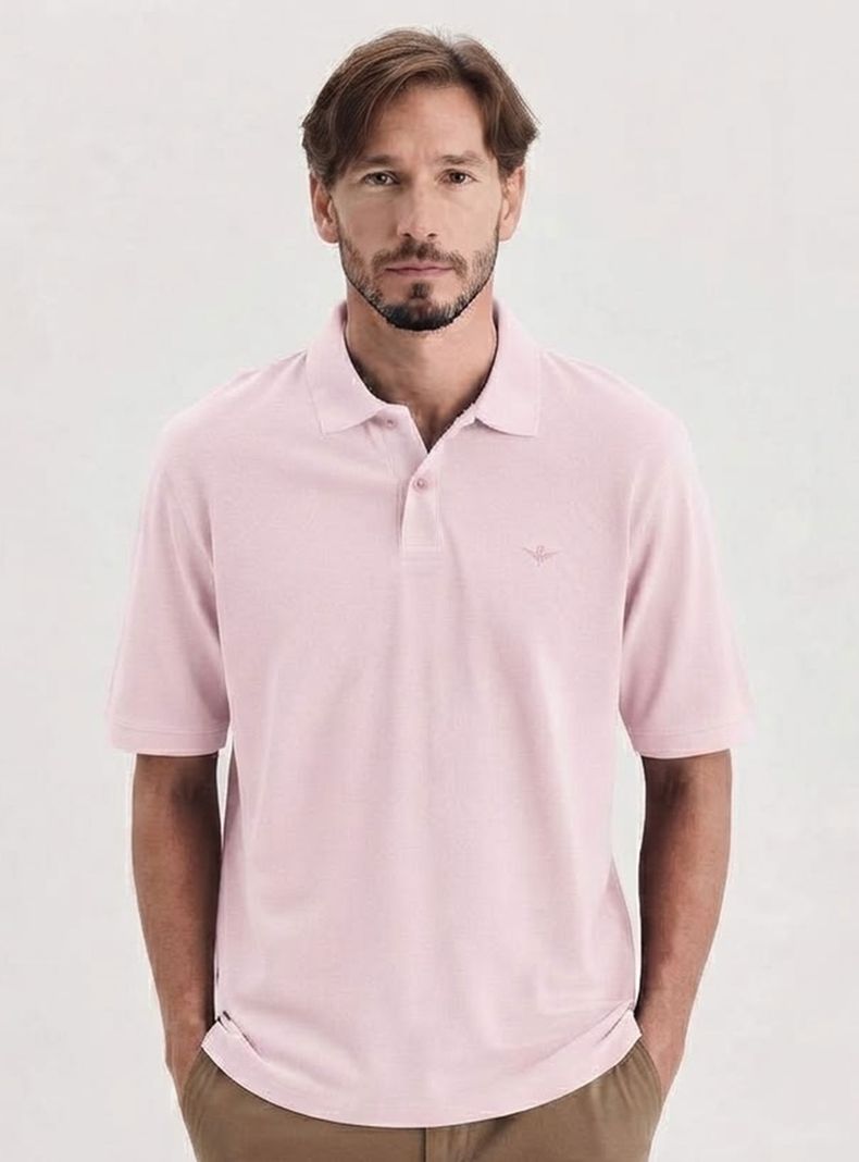 Polera Botón Manga Corta Dkr Pique Polo Regular