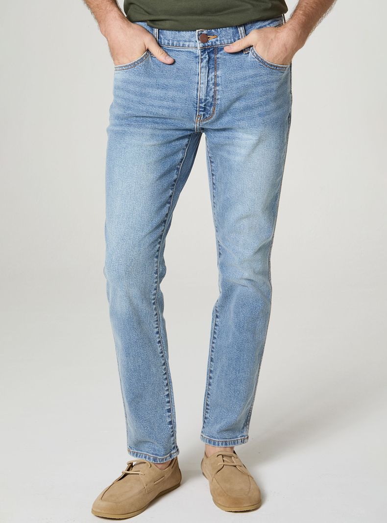 Jeans Larston Slim Fit Tiro Medio