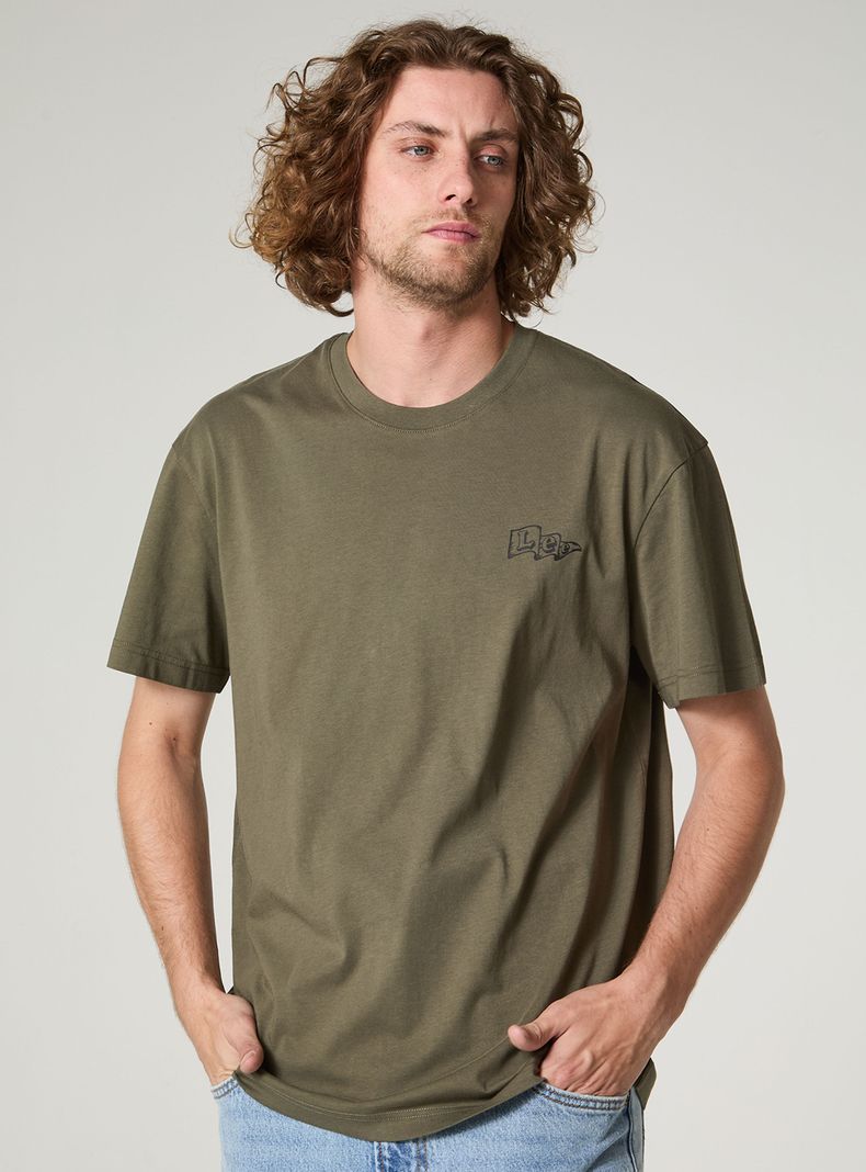 Polera Manga Corta Cuello Redondo Algodón Logo Estampado