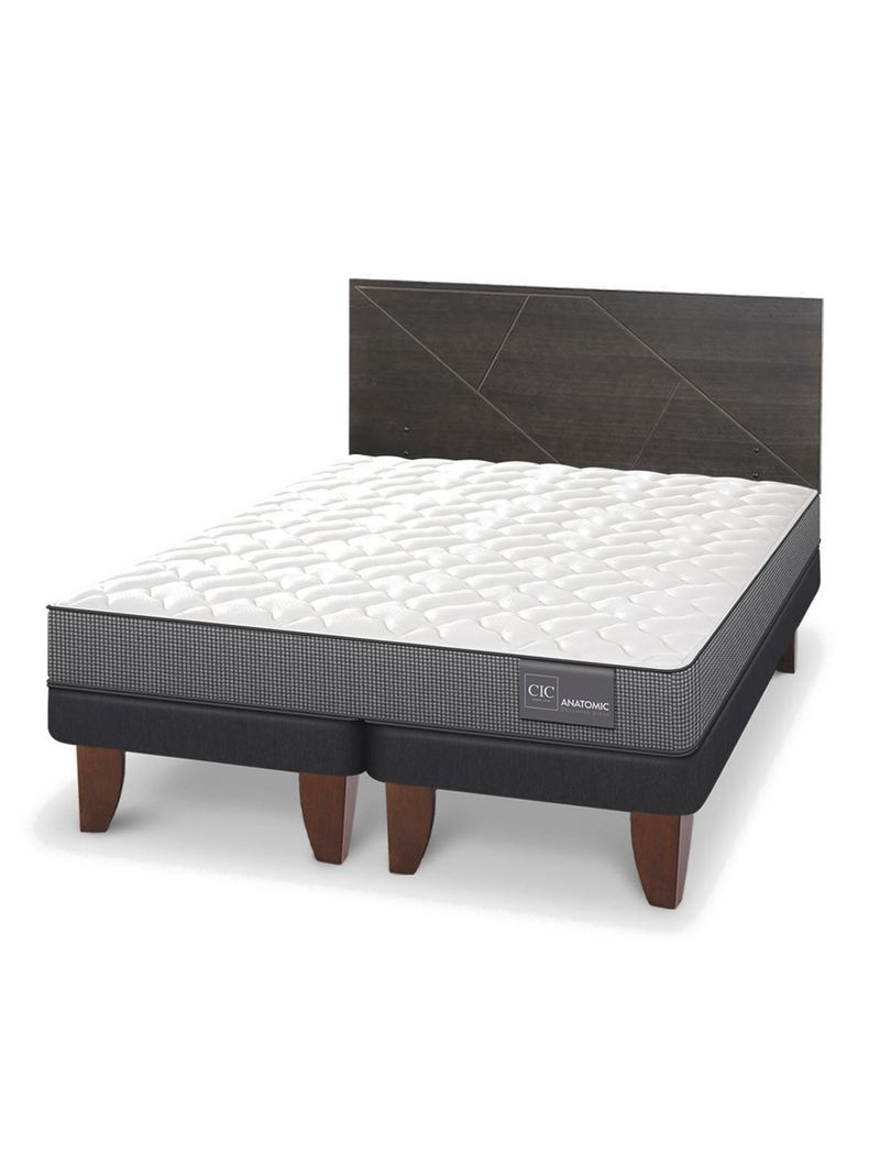 Cama Europea Anatomic Base Dividida 2 Plazas + Respaldo Villarrica Gris