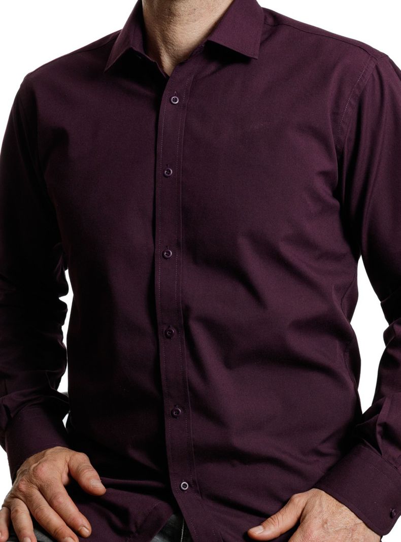 Camisa Slim Fit Cuello Bolognia Manga Larga