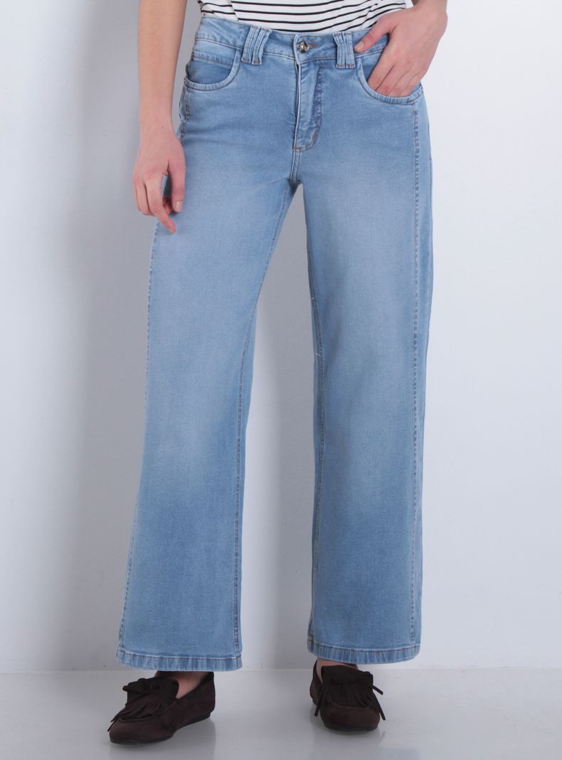 Jeans Wide Tiro Medio Pretina Básica 3580