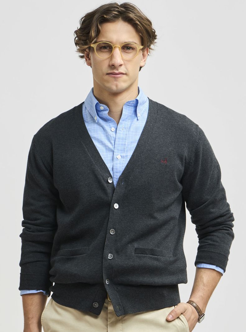 Sweater Clásico Cárdigan Manga Larga Pima