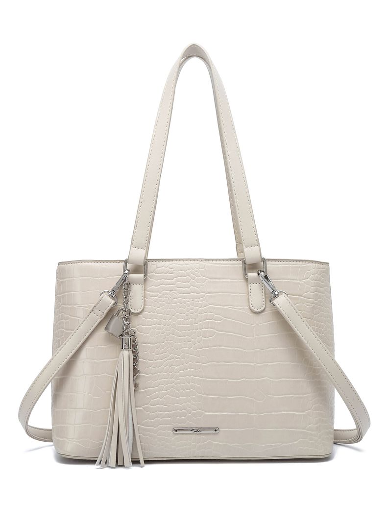 Cartera de Hombro Croco Caoba