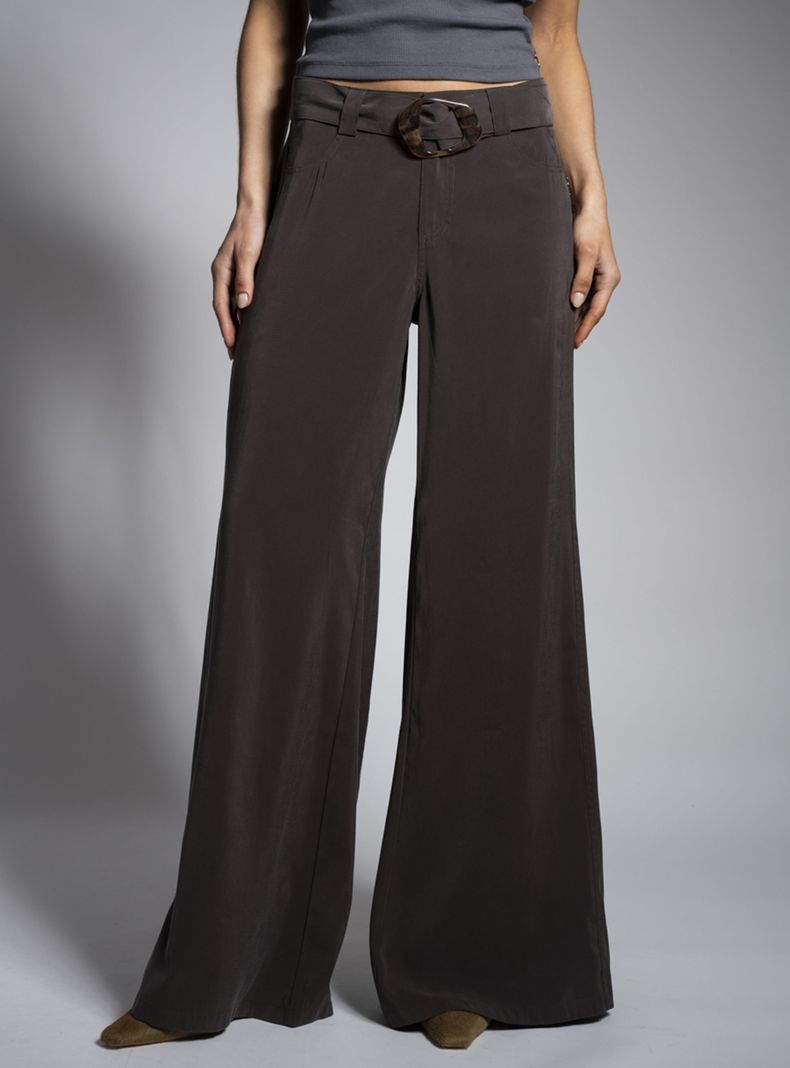 Pantalón Tiro Medio Palazzo Mali Chocolate