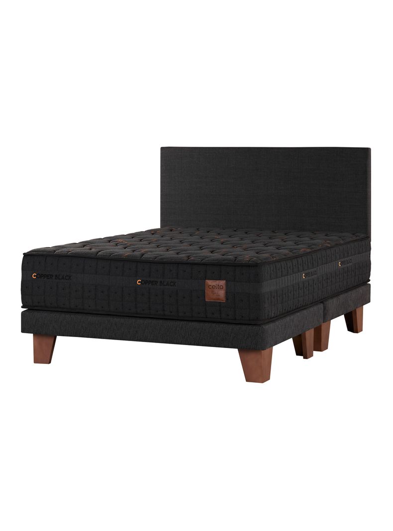 Cama Europea Copper Black King + Respaldo