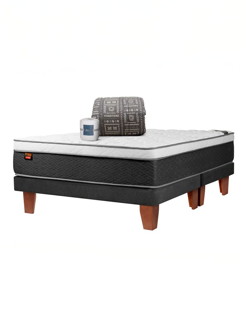 Camas Europea Everest Cobre King + Juego Sábanas + Plumón
