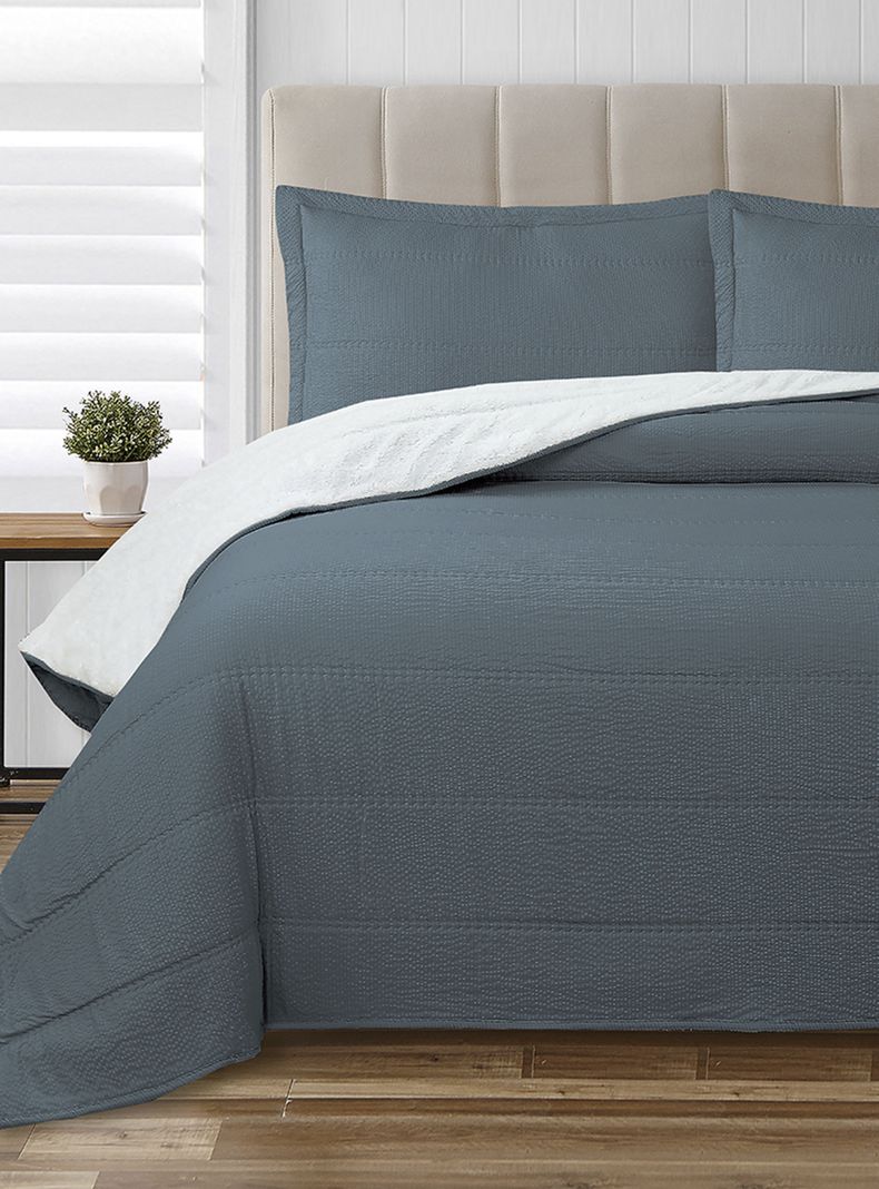 Quilt Sherpa 1.5 Plazas Vl Dobby Azul