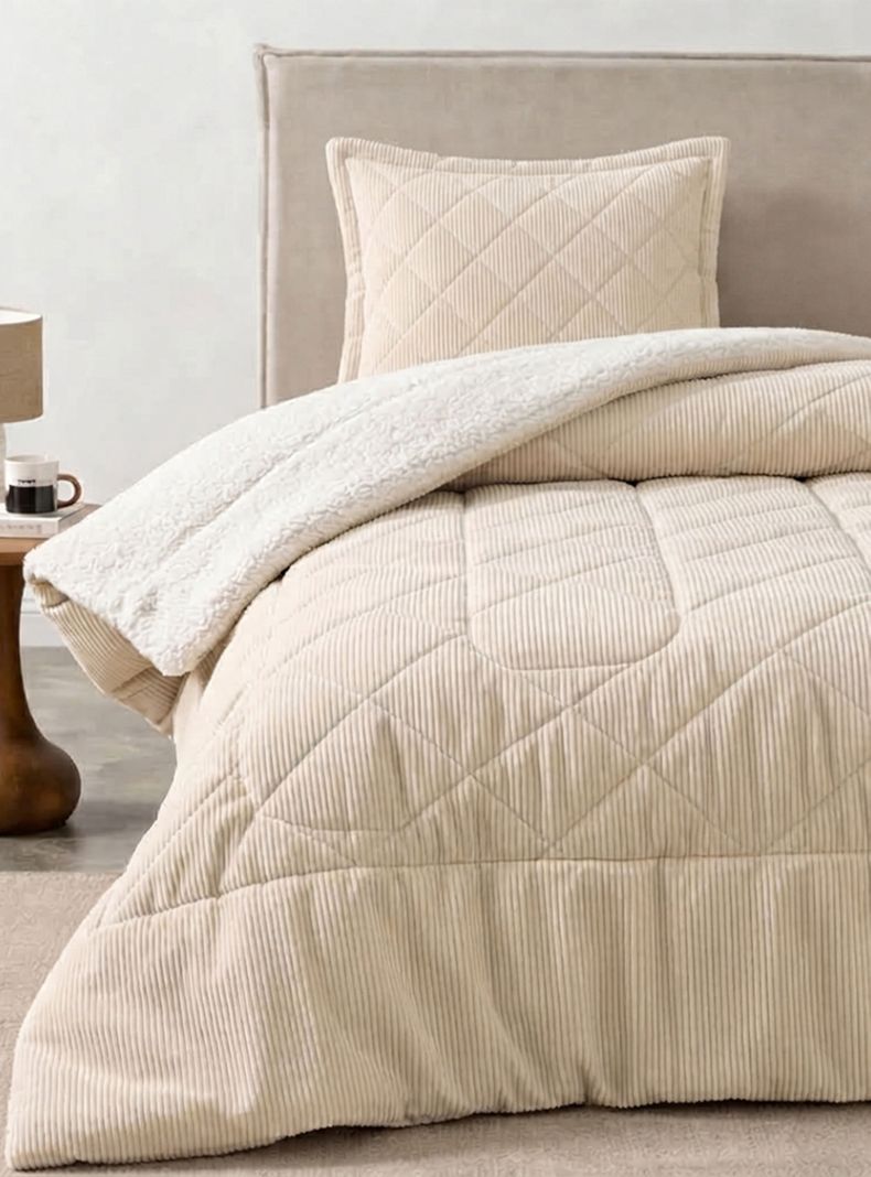 Quilt Sherpa Vl Dobby 2 Plazas Beige