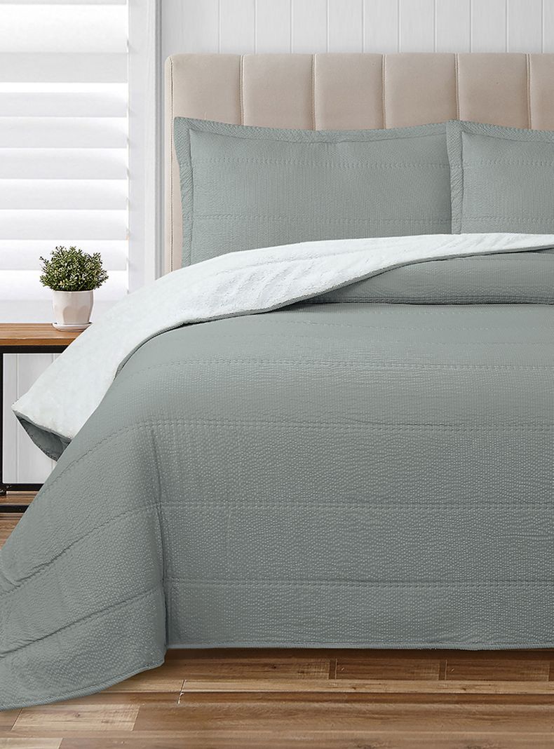 Quilt Sherpa 2 Plazas Vl Dobby Gris