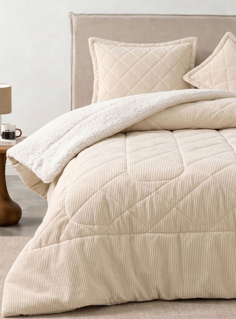 Plumón Vl Corduroy Sherpa 1.5 Plazas Crema