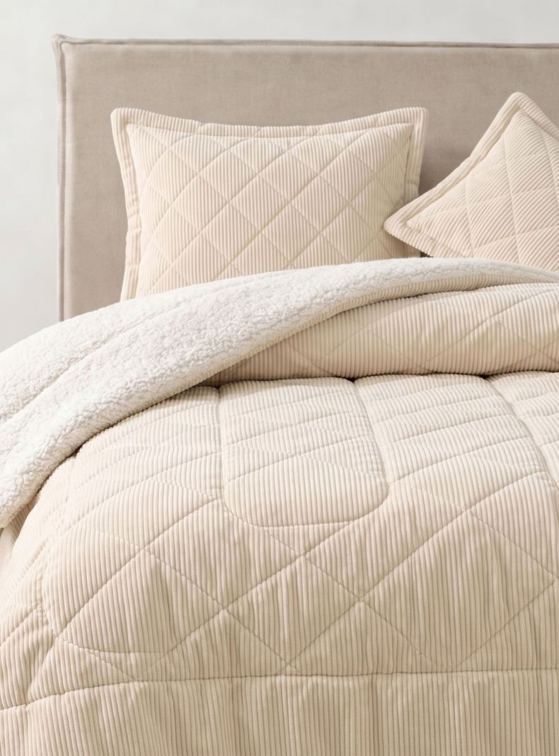 VALENCIA PLUMÓN VL CORDUROY SHERPA 2 PLAZAS CREMA