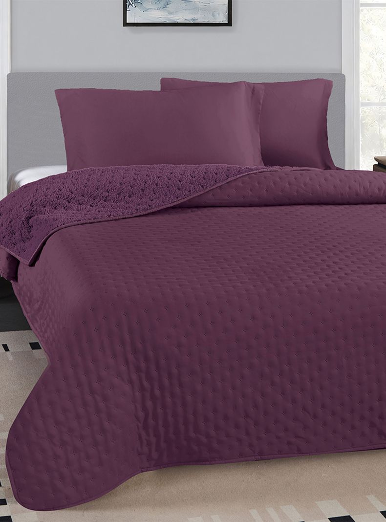 Quilt Sherpa Súper King Roma Burdeo