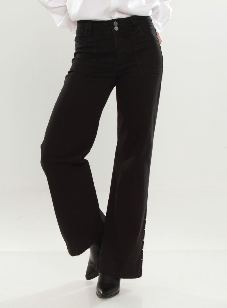 Jeans Cargo Flare Tiro Alto de Dos Botones