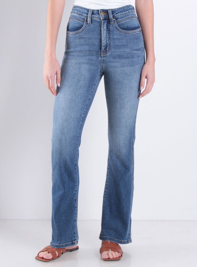 Jeans Recto Tiro Alto Botón 2548