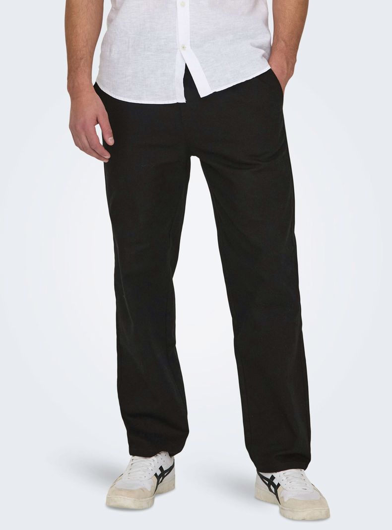 Pantalón Loose Fit Tiro Medio con Bolsillos