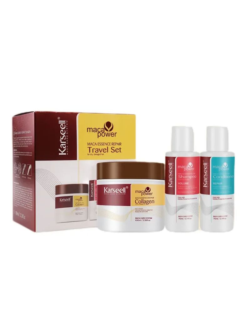 Set de Viaje Maca Essense Repair Shampoo + Acondicionador + Máscara Colágeno