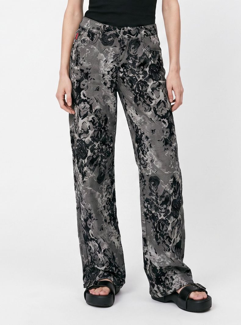 Jeans Relaxed Jacquard Black -White