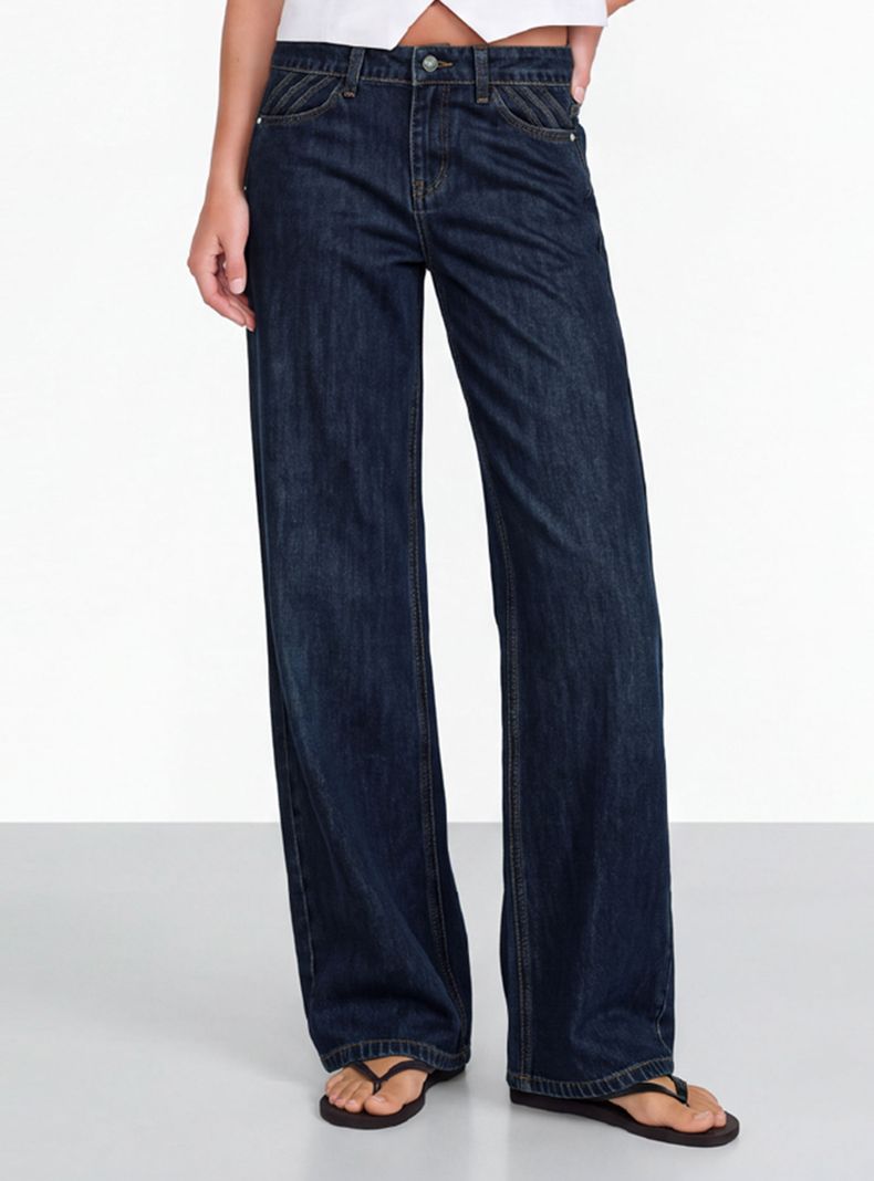 Pantalón Plisado Denim Índigo