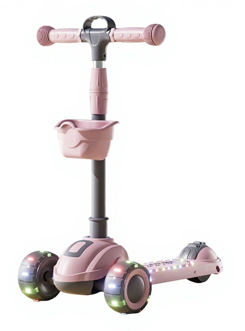Scooter Plegable 3 Ruedas con Luces y Música Rosado