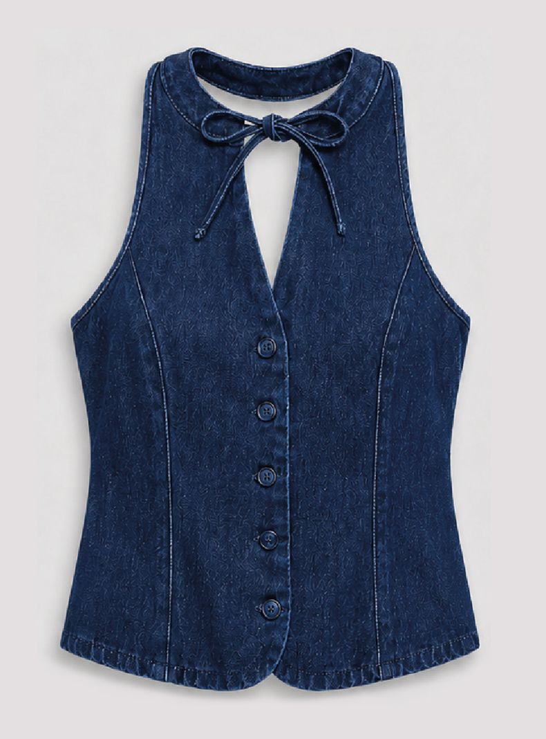 Vest Halter Tencel Denim índigo