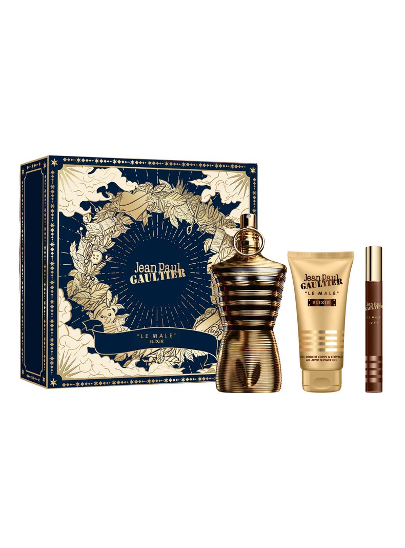 Set Perfume Le Male Elixir Parfum Hombre 125 ml + Gel de Baño All-Over 75 ml + Parfum 10 ml