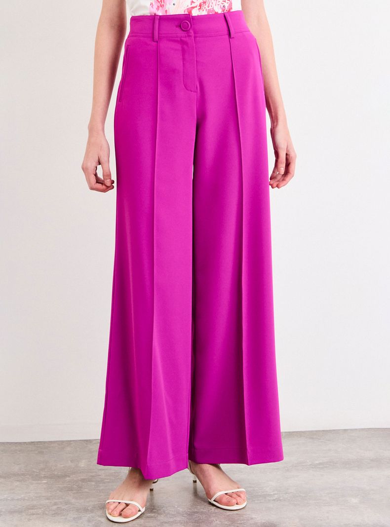 Pantalón Liso Wide Leg de Tiro Medio