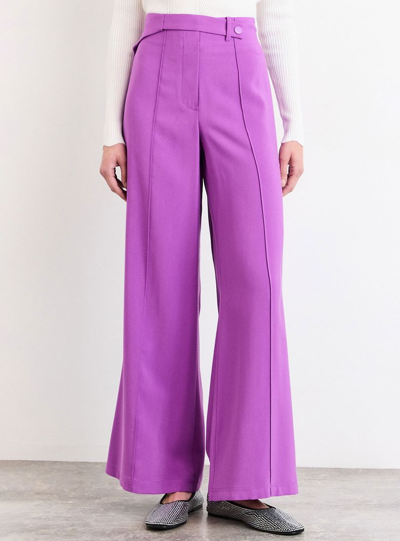 Pantalón Liso Wide Leg con Cierre