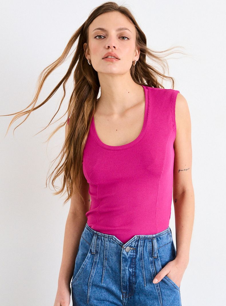 Polera Lisa Cuello Redondo Regular Color