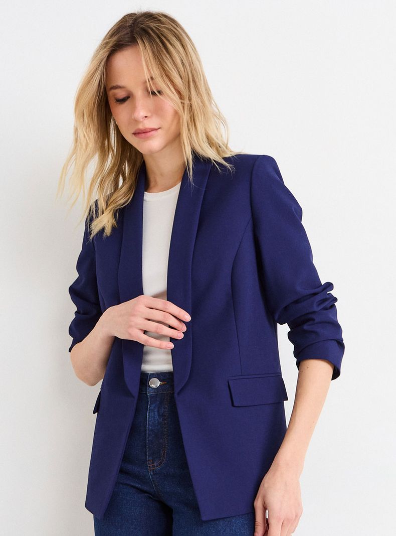 Blazer Liso de Línea Clásica Cuello V
