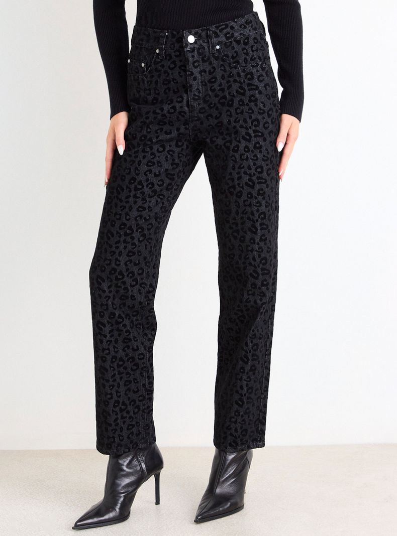 Jeans Estampado Regular Tiro Alto