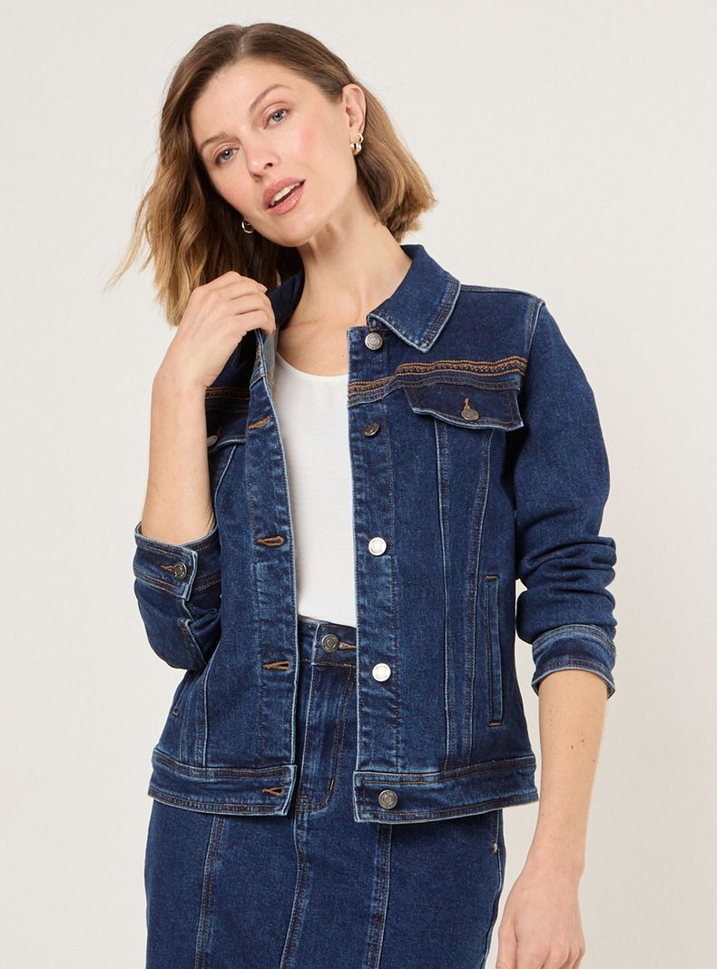 Chaqueta de Mezclilla con Bordado