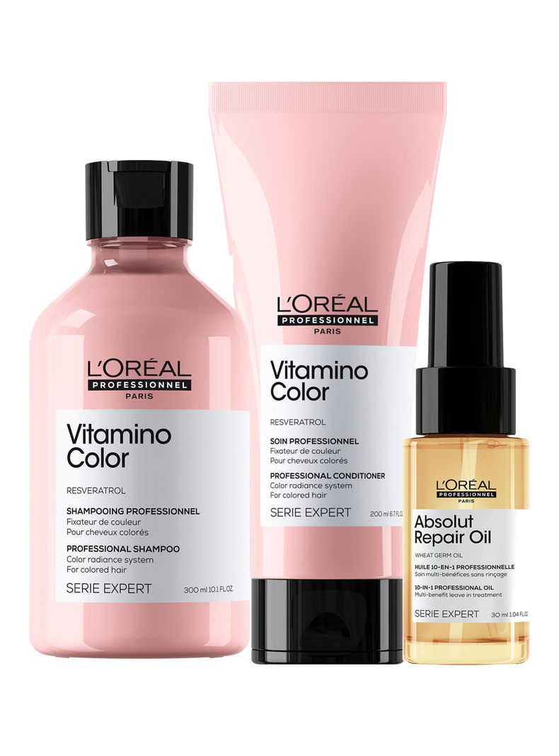 Set Shampoo 300 ml + Mini Msk Vitamino Color 200 ml + Aceite Absolut Repair 30 ml