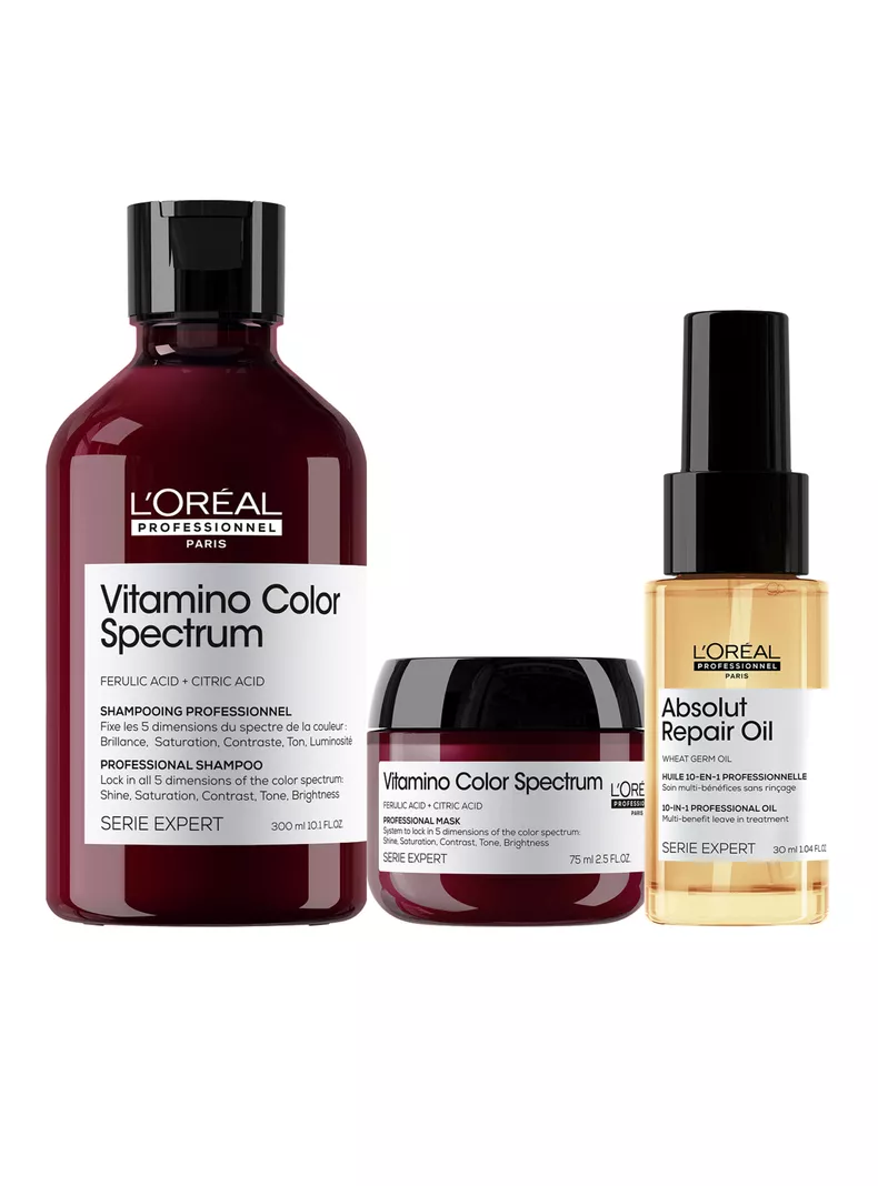 Set Shampoo 300 ml + Msk Vitamino Color Spectrum 75 ml + Aceite Absolut Repair 30 ml