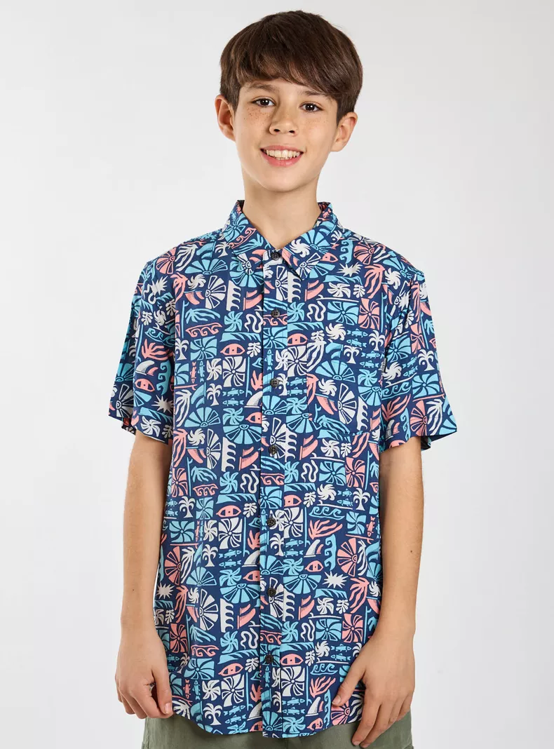 Camisa Manga Color Fullprint en Contraste