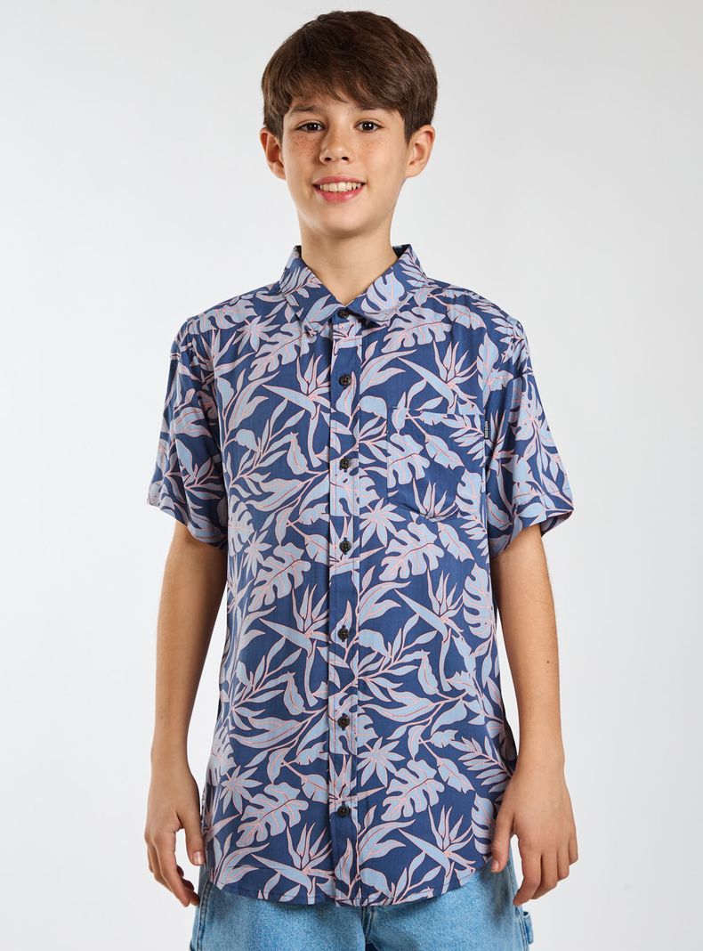 Camisa Manga Corta Fullprint Leaves