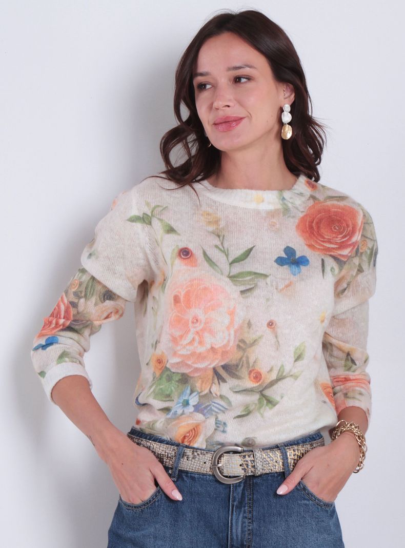 Sweater Sublimado Manga Larga Escote Redondo