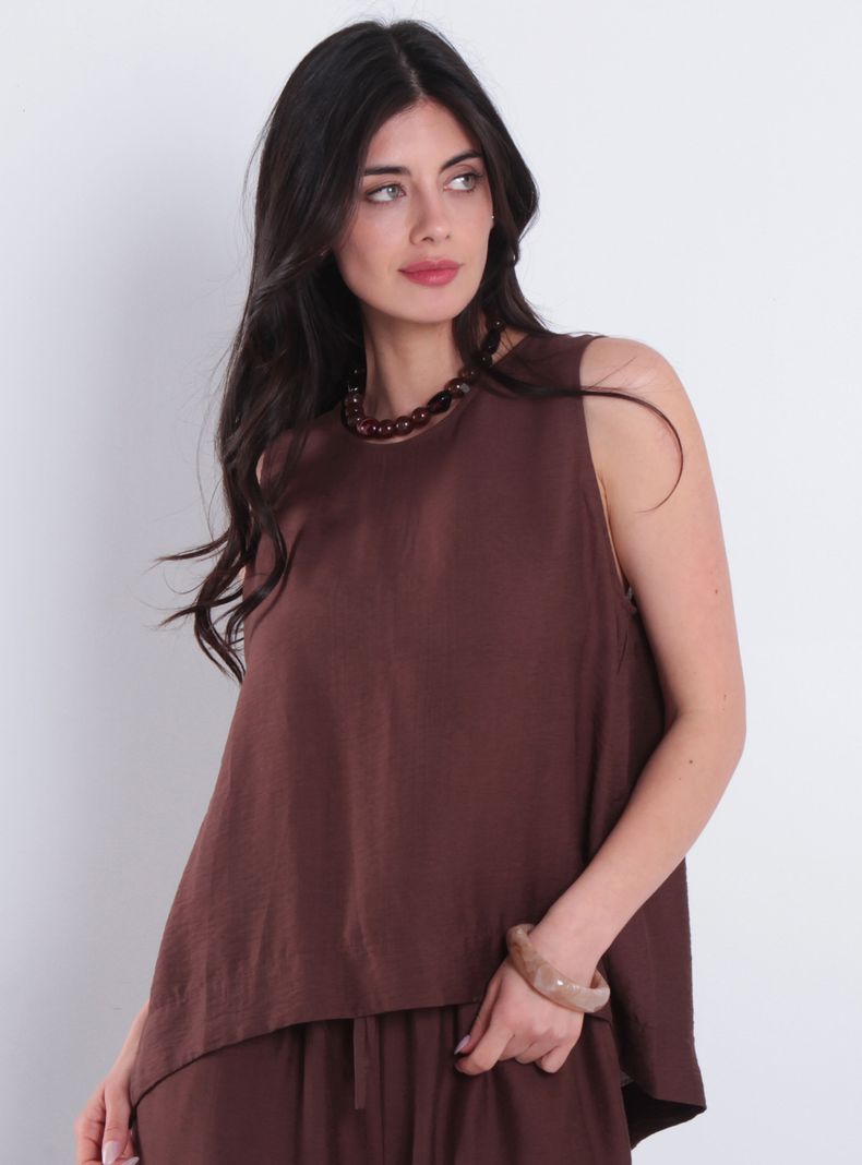 Blusa sin Manga con Escote Redondo