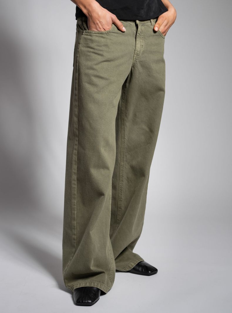 Jeans Tiro Bajo Wide Leg Josefa Tb Verde