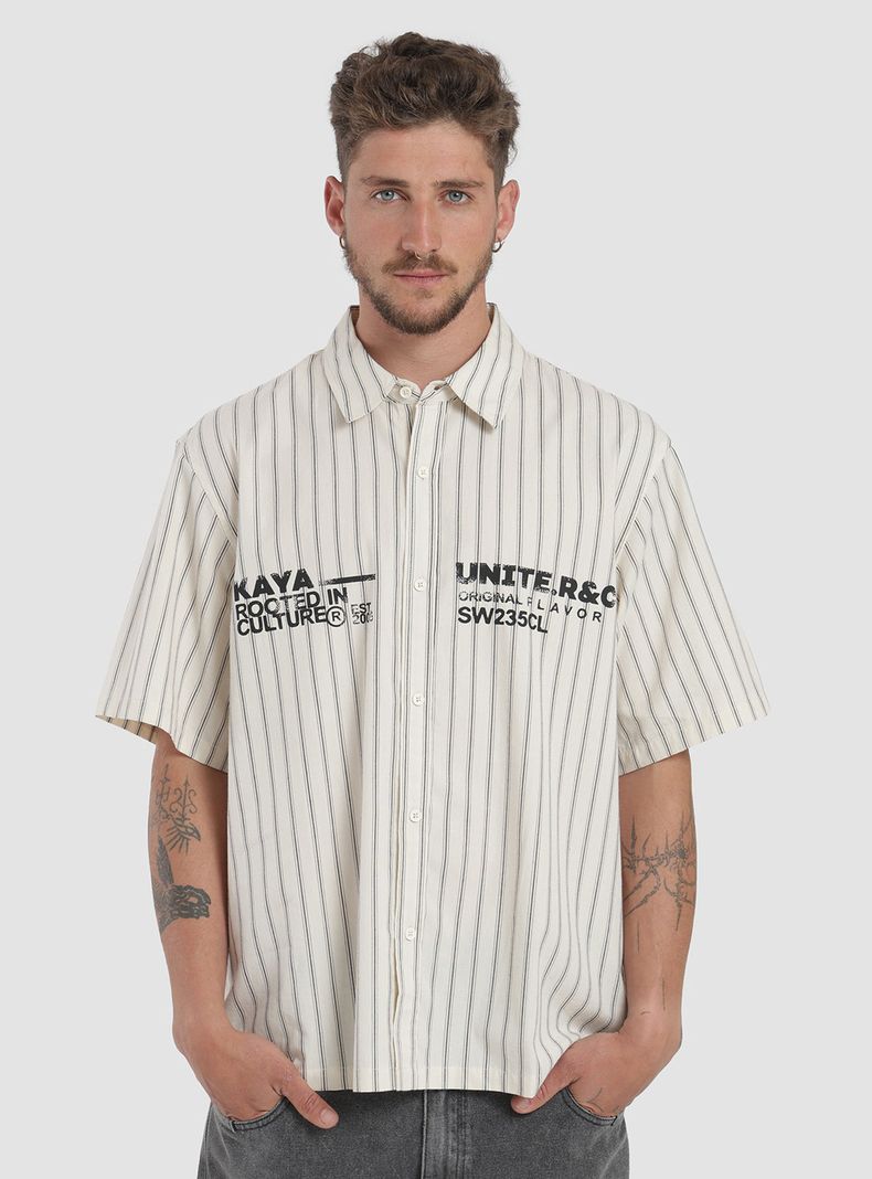 Camisa Manga Corta Líneas Algodón