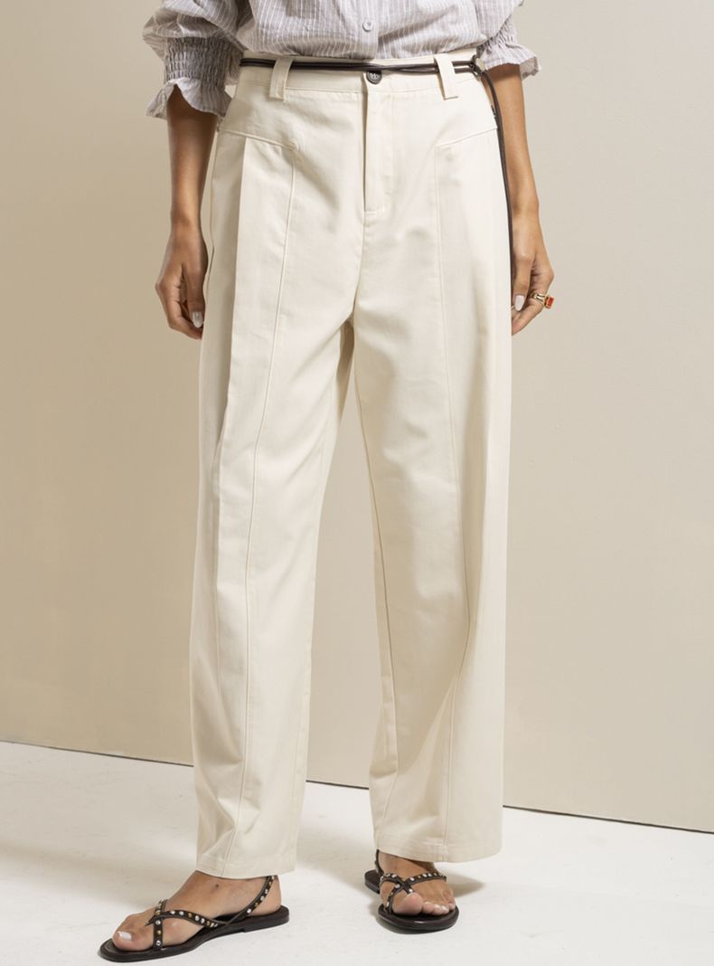 Pantalón Tiro Medio Recto Fran Beige