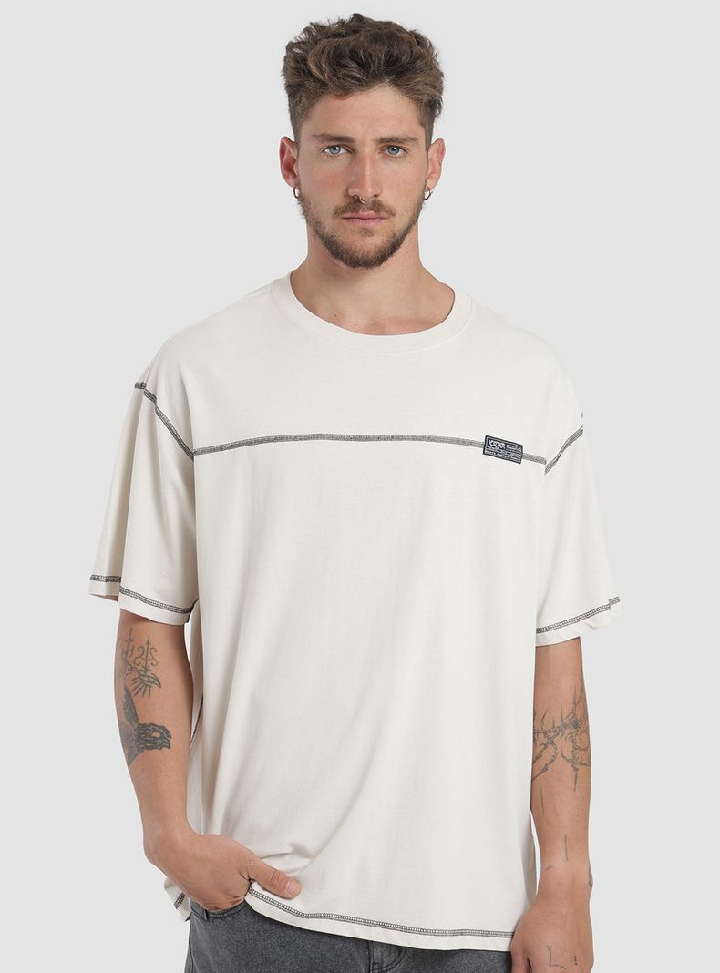 Polera Costura Contraste Manga Corta