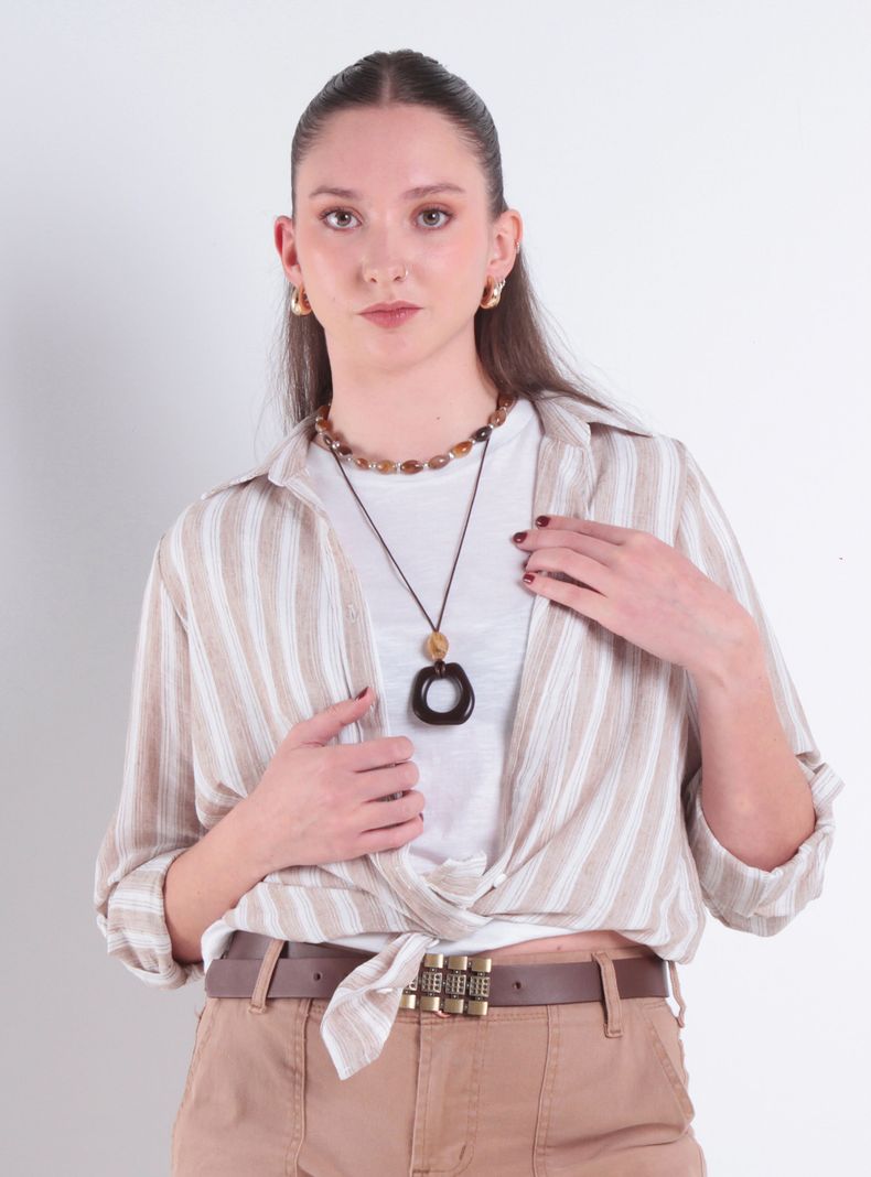 Blusa Listada Abotonada