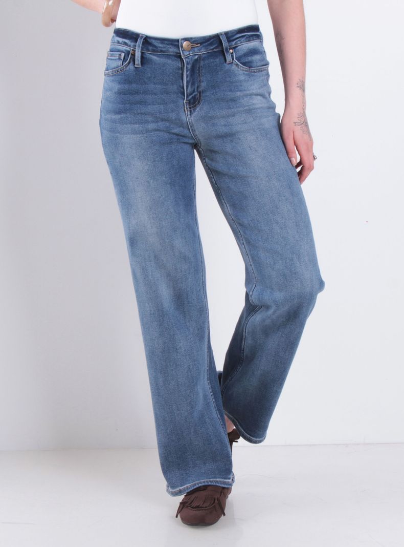 Jeans Wide Leg Tiro Medio Pretina 2526