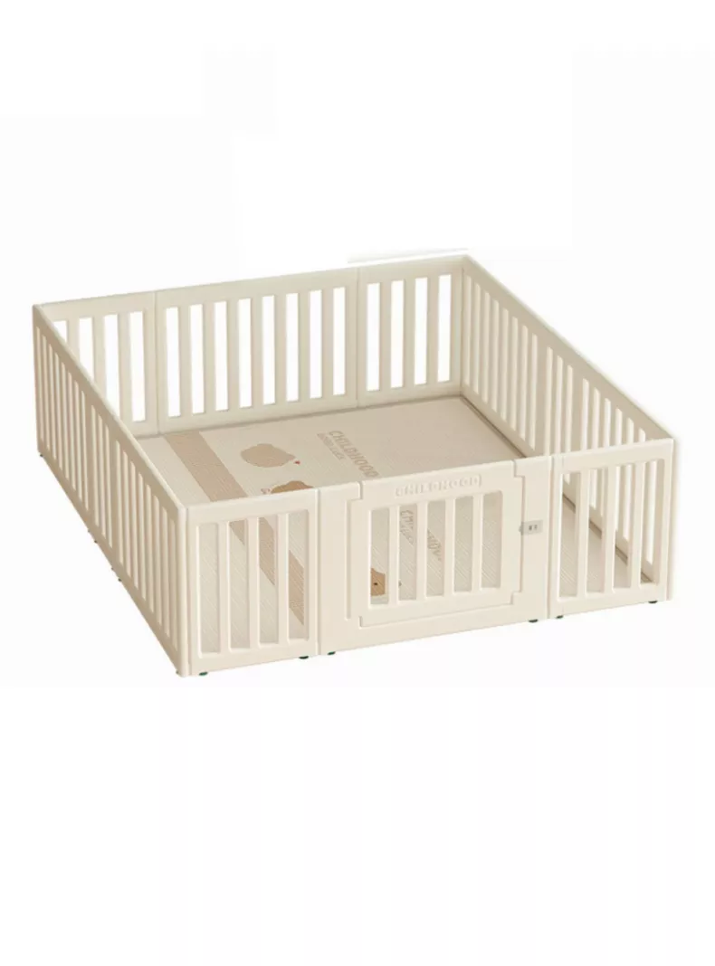 Corral de Juegos Modular con Puerta de Seguridad Off White