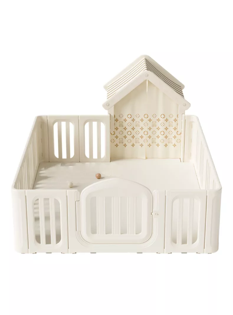 Corral de Juegos con Casita Refugio y Puerta Seguridad Beige